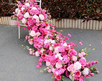 Hot Pink Rose Phalaenopsis Wedding Archway Flower,Wedding petals Pillar Flowers,Wedding Backdrop,Arbour Flowers orchid, wedding aisle layout