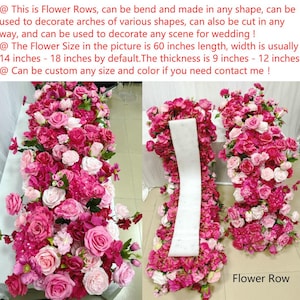 K&ouml;nnte beinhalten: Blumenarrangement mit rosa und wei&szlig;en Rosen, Hortensien und anderen Blumen. Das Arrangement ist ca. 152 cm lang, 36-46 cm breit und 23-30 cm dick. Der Text auf dem Bild lautet "Flower Row".