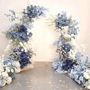 Dusty Blue Rose & Hydrangea Wedding Arch Flower Swag