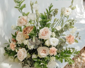 Terracotta Rose Flower Arrangement: Boho Wedding Aisle Decor