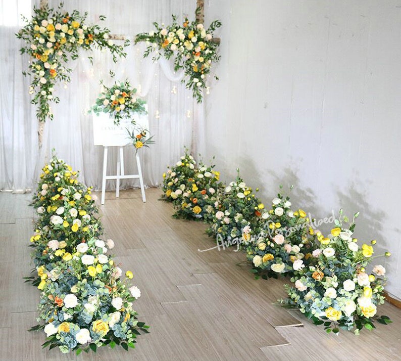 Wedding Aisle Flowers Champagne & Pale Pink Beige Terracotta Corner Swag, Fall Flowers Arch, Fall Flowers Garland, Real touch Faux Flowers Flower style 9