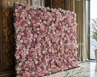 Dusty Rose Flower Wall Backdrop: 5D Cloth Wedding Ceremony Decor