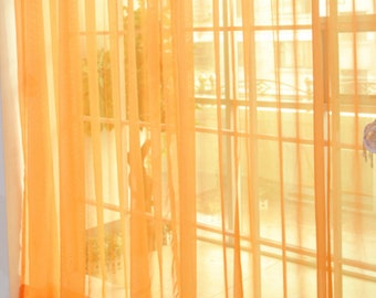 Orange Sheer Window Curtains Elegant Long Rod Pocket Sheer Window Drapes Panels tulle Window Voile Panels/Drapes for Bedroom LivingRoom