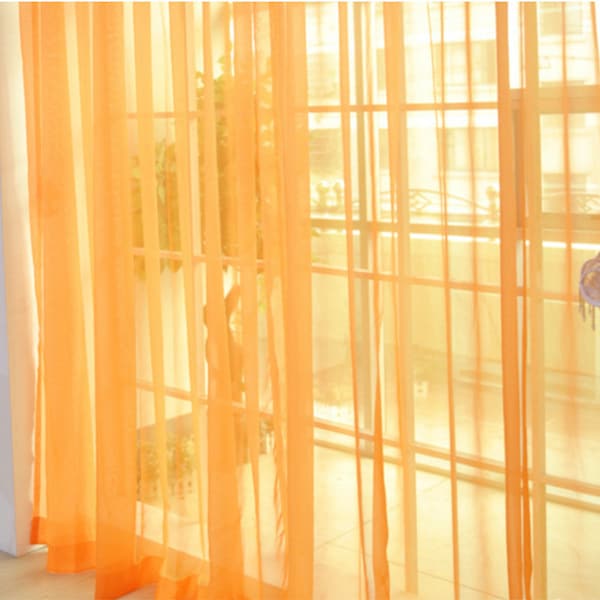 Orange Sheer Window Curtains Elegant Long Rod Pocket Sheer Window Drapes Panels tulle Window Voile Panels/Drapes for Bedroom LivingRoom