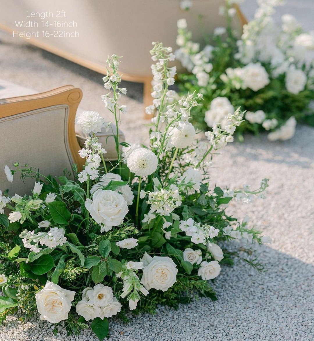 White Wedding Aisle Flowers: Eucalyptus Arbor Arrangement - Etsy, image size:1080x1174