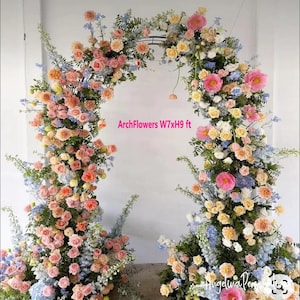 Arco per matrimonio primaverile con fiori artificiali alla crema di pesca, fiori luminosi, decorazioni per matrimonio ad arco a forma di U, fiori primaverili