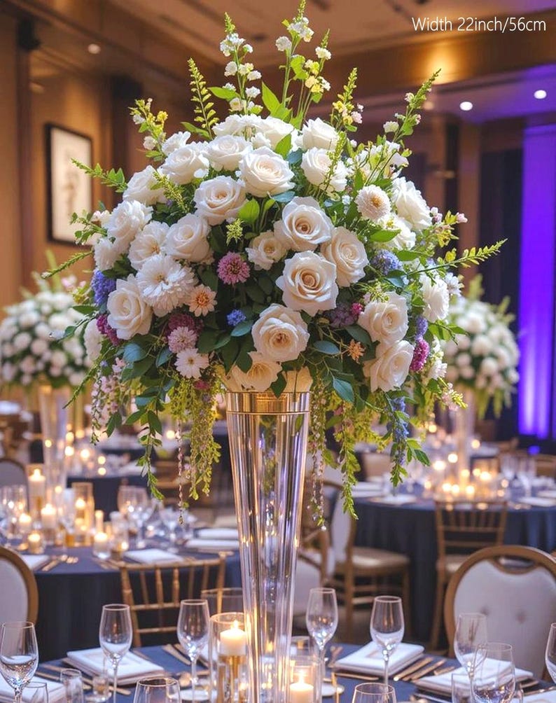 Luxury Wedding Centerpiece White Roses, Big Hydrangeas, Orchids ...