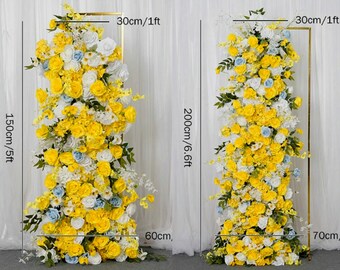 Yellow white Rose Hydrangea Phalaenopsis wedding Backdrop Arch backdropdecoration Floral Arrangement Three-dimensional flower arrangement