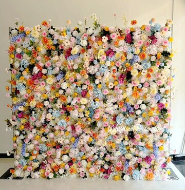 5D Rolling Up Flower Wall Fall Wedding Arrangement Wildflowers florals Eucalyptus Backdrop Curtain Fabric Cloth