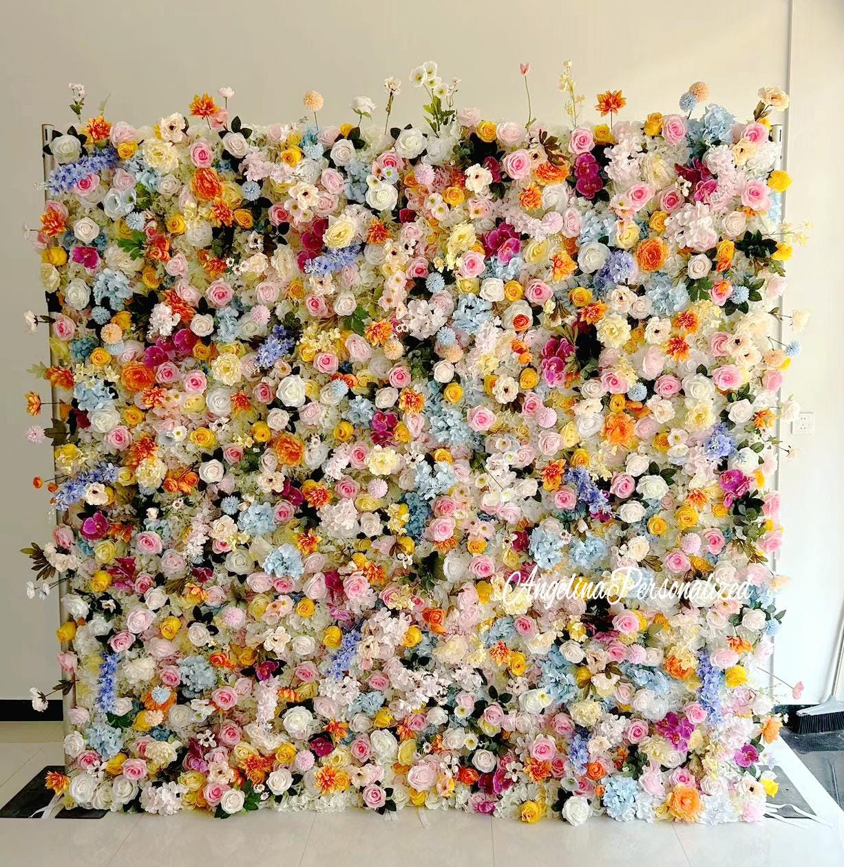 5D Rolling Up Flower Wall Fall Wedding Arrangement Wildflowers florals Eucalyptus Backdrop Curtain Fabric Cloth