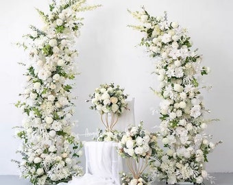 Wedding Archway Flowers, White, Ivory with Greenery Flower Swag for Arch, Wedding Backdrop, Customize Flower, Various Color and Size