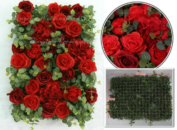 Pink Flower Wall Panel, Greenery Artificial Floral Backdrop - Etsy