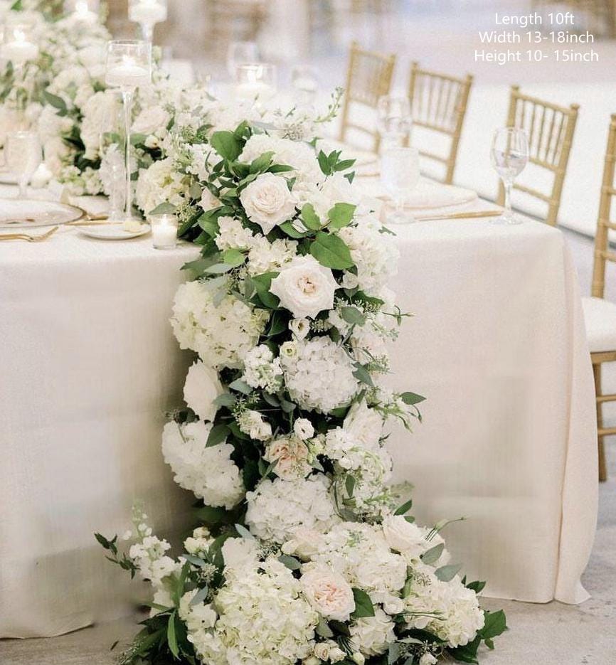 White Wedding Table Flower Arrangement: Aisle & Ground Florals - Etsy