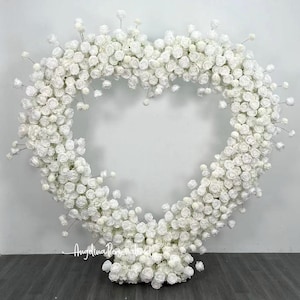 Dispositivo di proposta di matrimonio con rosa avorio, arco di fiori a forma di cuore, arco nuziale, fiori artificiali rossi, facile da installare, colori personalizzati