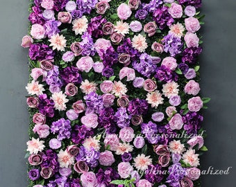 3D Purple and Pink Silk Flower Wall Backdrop: Wedding Decoration, Multiple sizes