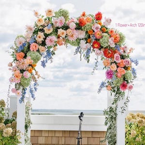 Hawaiian Wedding Arch Flowers: Pink Orange Wildflower Swag