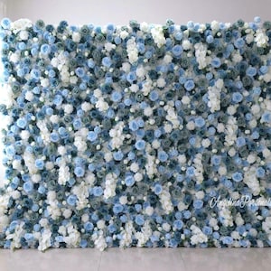 Blue & White Rose Flower Wall Backdrop: Wedding, Party Decor