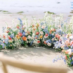 Pastel Wildflower Wedding Aisle Flowers, Ground Arch Arrangement