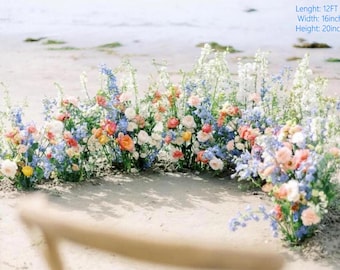 Pastel Wildflower Wedding Aisle Flowers, Ground Arch Arrangement