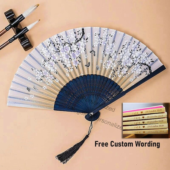 10 abanicos de papel personalizados para recuerdos de boda, abanicos de  mano de fiesta personalizados para invitados, abanico plegable de bambú a