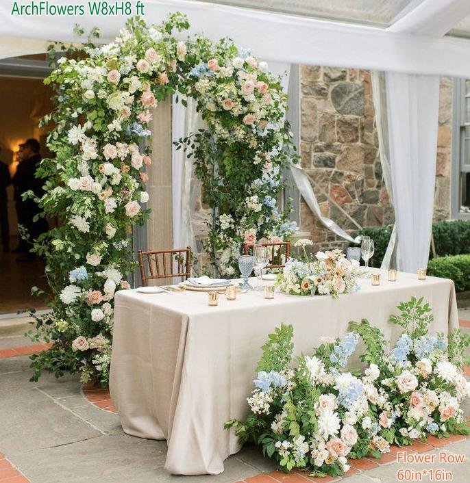 Aperturee Set of 2 Greenery White Rose Archway for Wedding