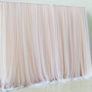 Custom Size Champagne Chiffon Backdrop for Bridal Shower Photography Tulle Backdrops Curtains,Wedding Newborn Baby Shower Party Background