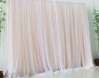 Custom Size Champagne Chiffon Backdrop for Bridal Shower Photography Tulle Backdrops Curtains,Wedding Newborn Baby Shower Party Background