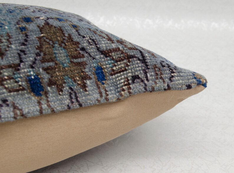 Dark Gray Pillow Over Dyed Pillow Nomadic Pillow Tribal Pillow size : 12/' x 20/' inches Turkish Vintage Carpet Pillow Cover