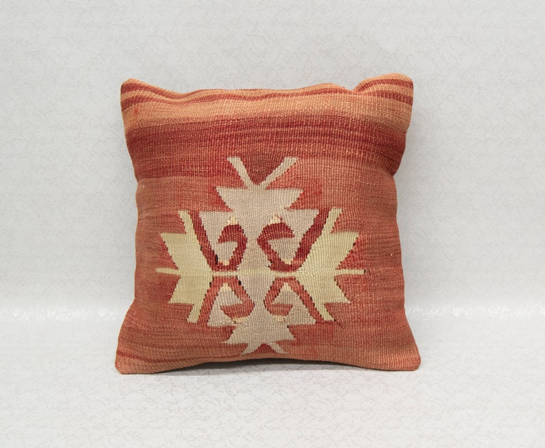 Nomadic Pillow Tribal Pillow size : 16/'x16/' inches Turkish Vintage Natural Kilim Pillow Cover