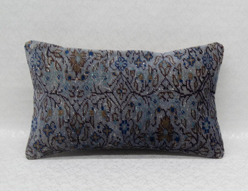 Dark Gray Pillow Over Dyed Pillow Nomadic Pillow Tribal Pillow size : 12/' x 20/' inches Turkish Vintage Carpet Pillow Cover