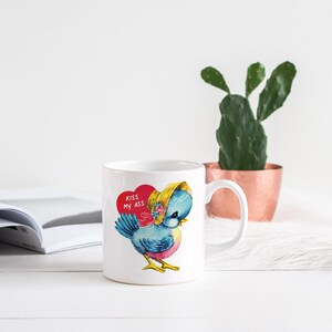 Kiss my ass Profanity Swear Word Mug | Funny Banter Gift | Rude Adult Humour Novelty | Colleague Secret Santa Birthday Christmas Friend