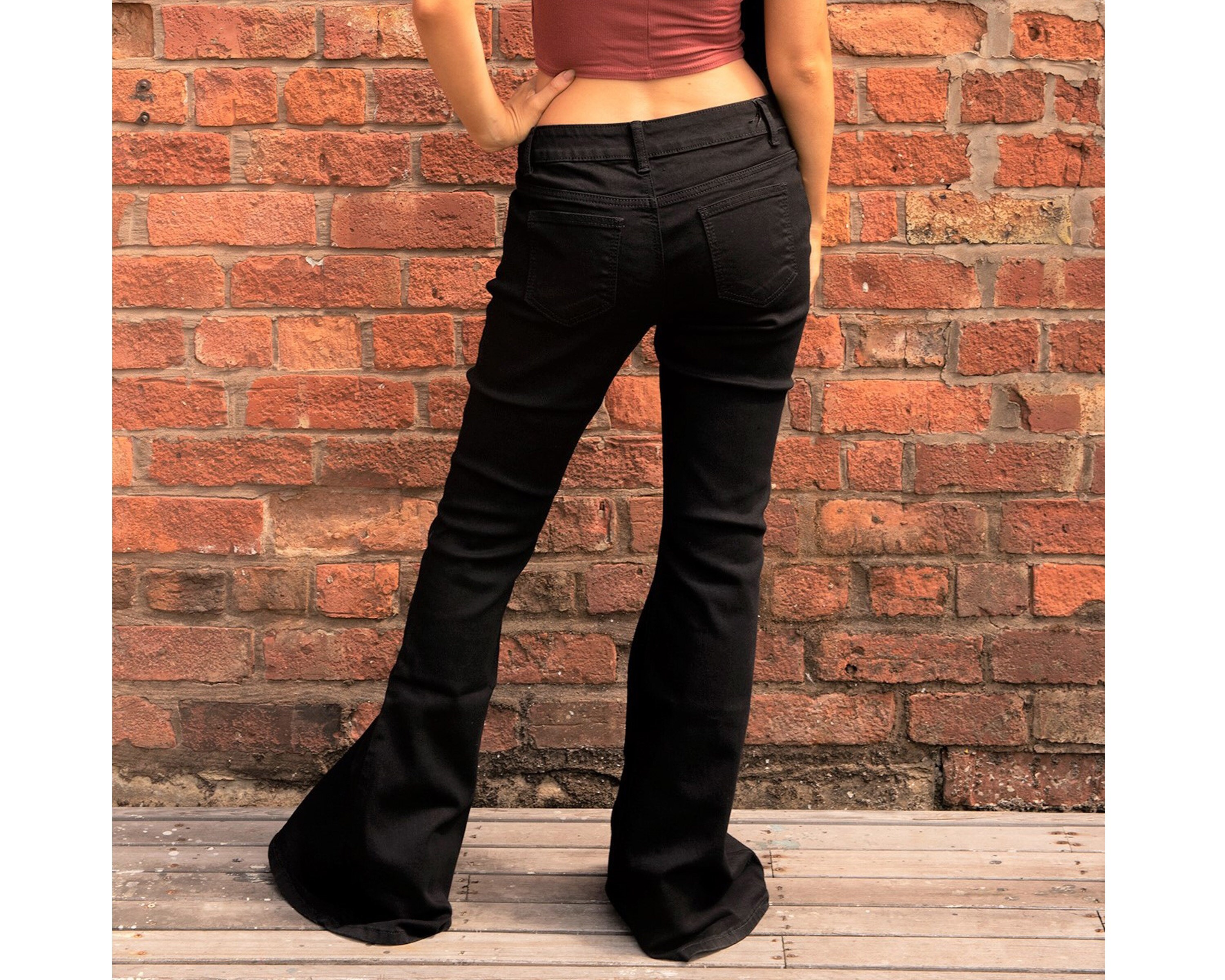 Bellbottom Wide Flared Jeans Black - Etsy