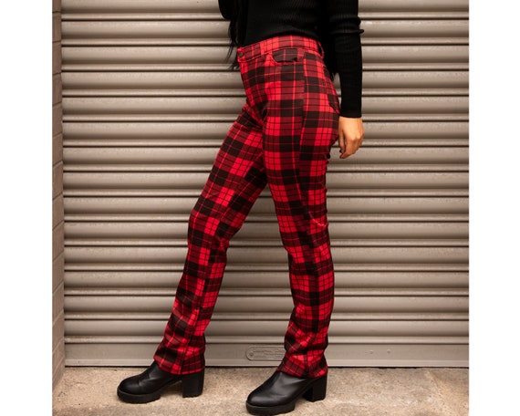 Womens red deals checked trousers
