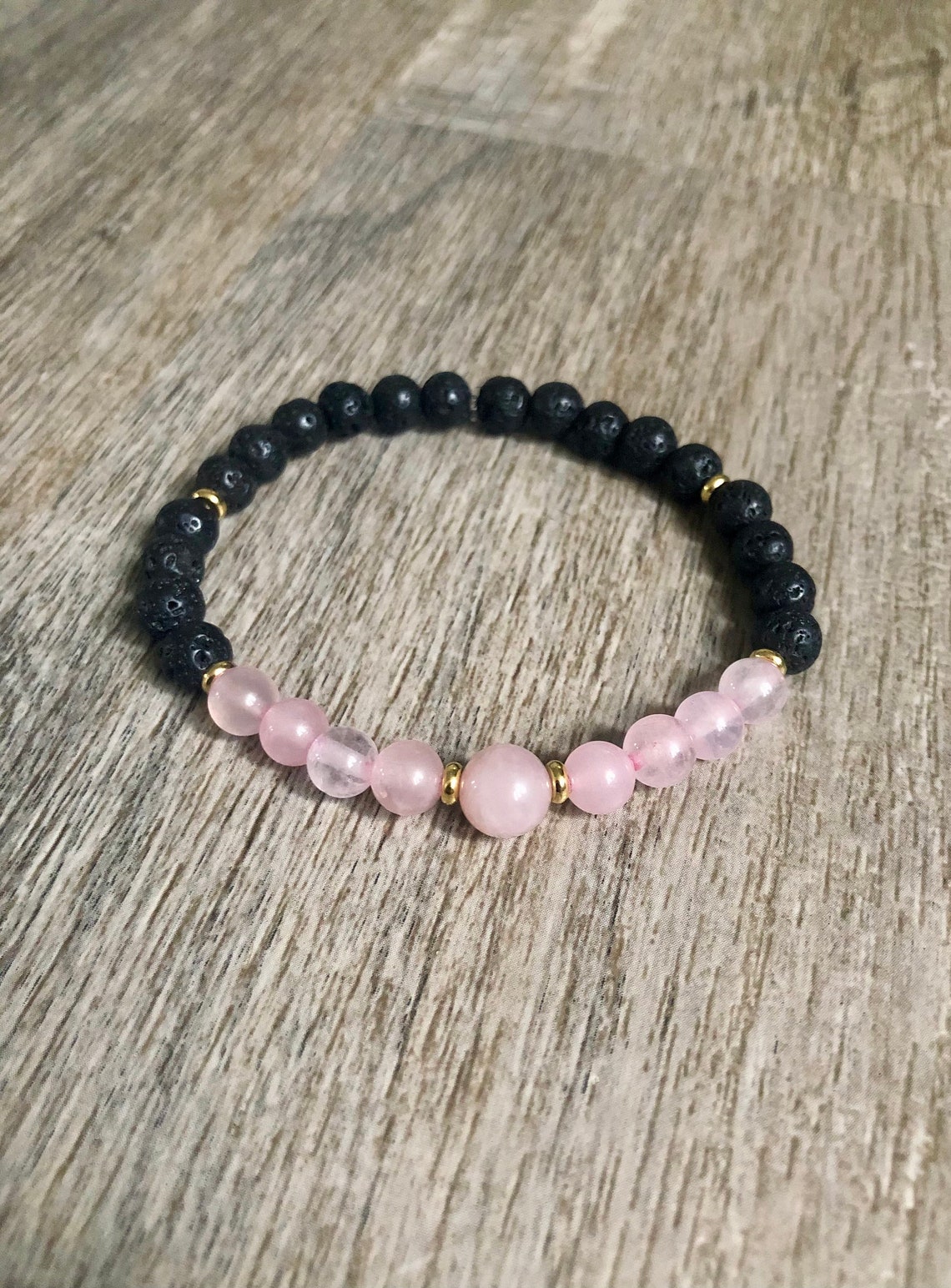 Rose quartz and lava stone bracelet Clearance