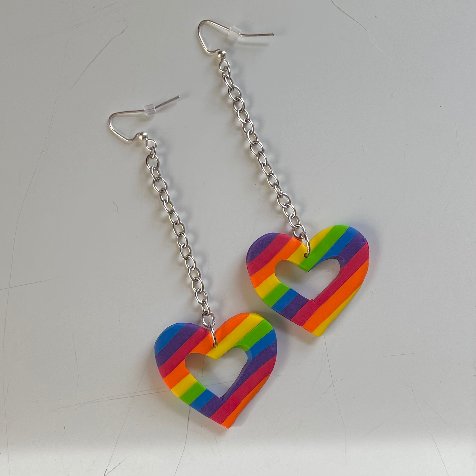 Pride Stripe Heart Dangle Earrings Gay Pride Earrings Drop Etsy UK
