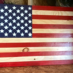 Handmade Wooden American Flag