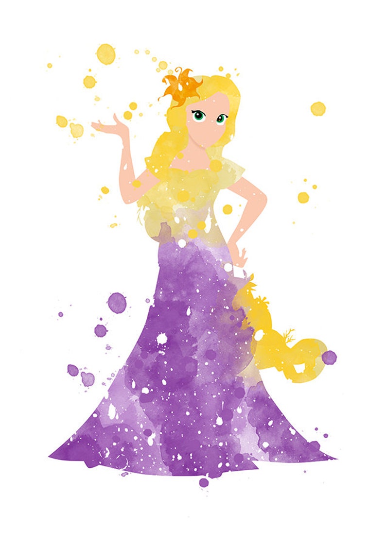 Tangled IV POSTER: Rapunzel watercolor print art decor | Etsy