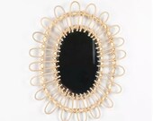 1x Vintage Handwoven Round Rattan Wall Mirror Rattan Hanging Mirror Framed Wall Mirror Wicker Wall Mirror Boho Style Straw Mirror