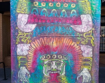 Diferentes dioses mayas de Rivas Batik Studio Arte nativo Diseño prehispánico indígena Arte de pared brillante Decoración de dormitorio