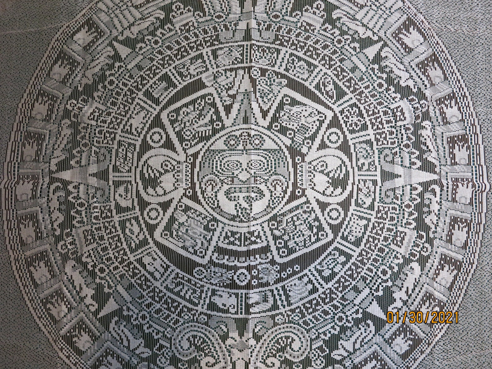 Aztec calendar tablecloth lacelike coconut fibers 63' x Etsy