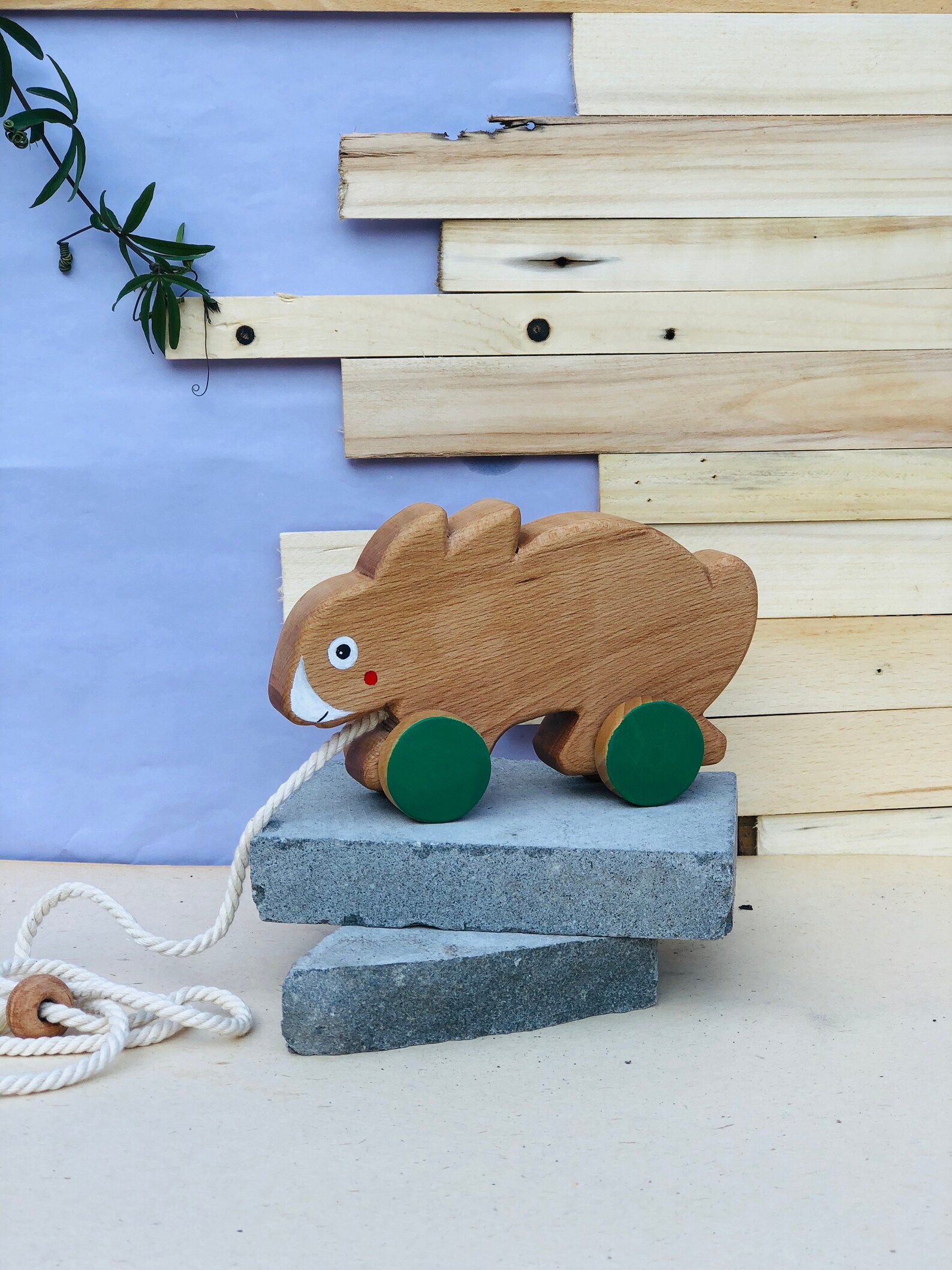 Wooden Rabbit Rabbit Pull Toy Wooden Bunny for Kids Etsy UK
