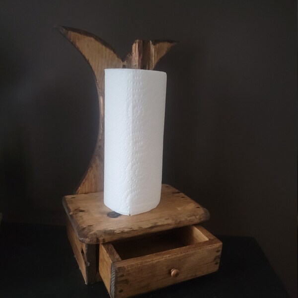 Primitive Paper Towel Holder With Drawer Etsy