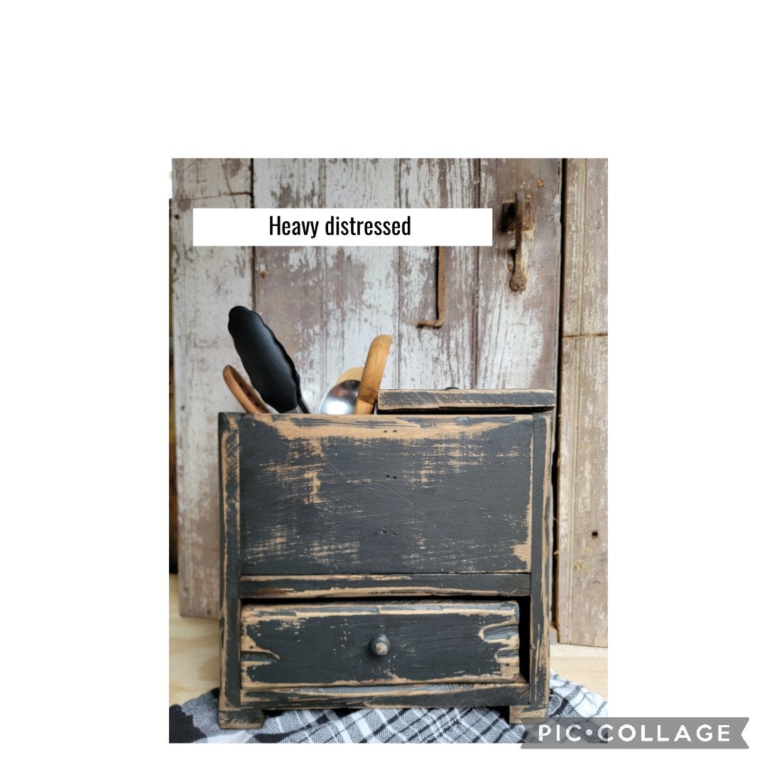 Handmade Distressed Pine Kitchen Organizer, Rustic Countertop Storage ...