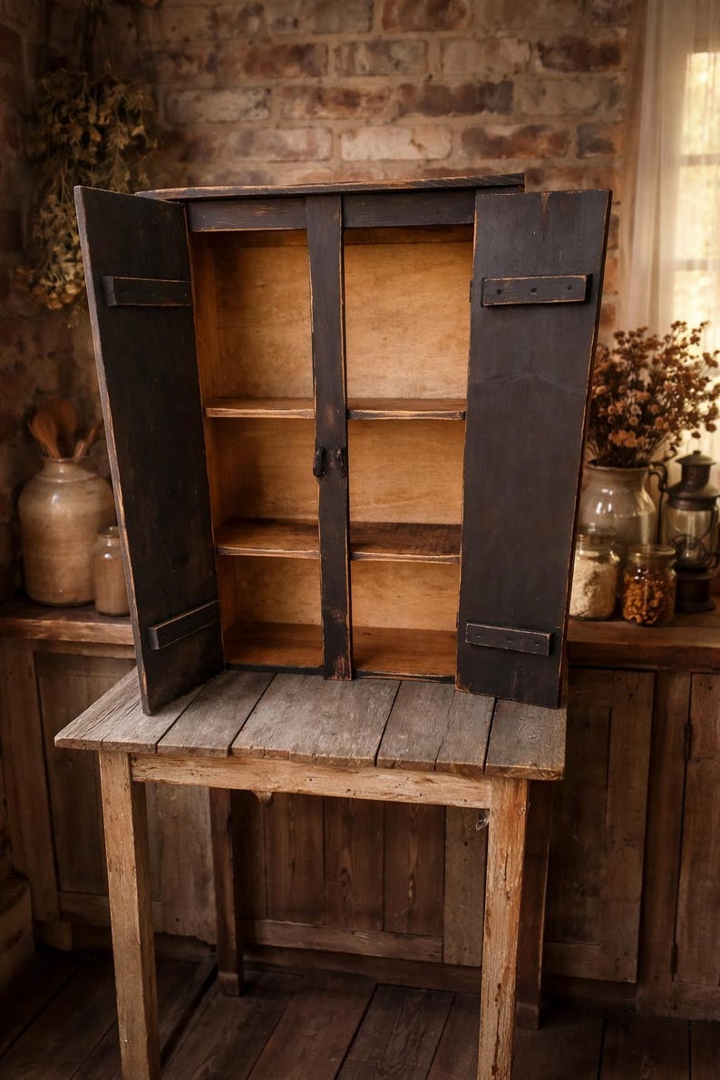 Distressed Pine Hanging Cabinet 画像 3