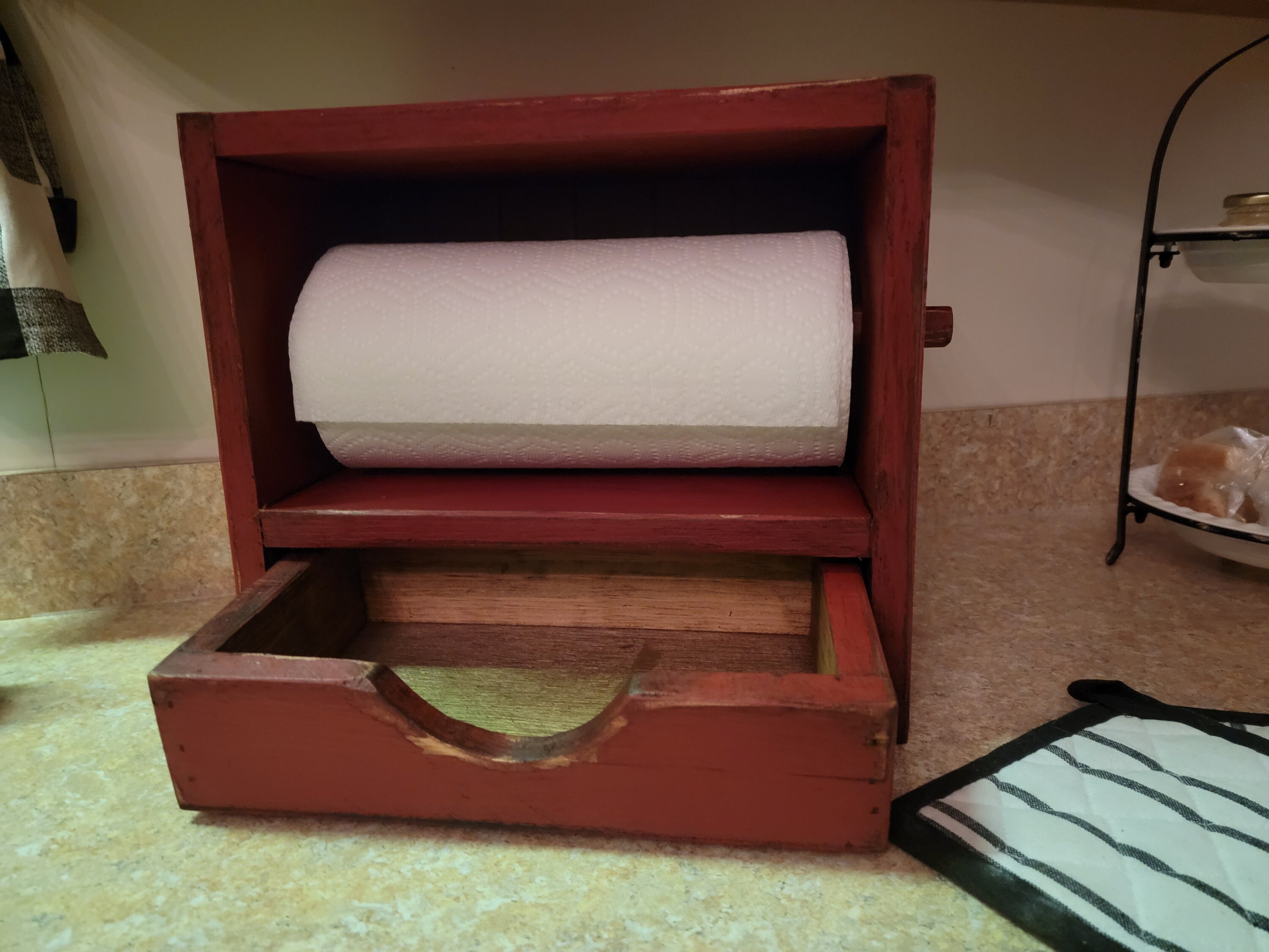 Paper towel holder with drawer hot sale