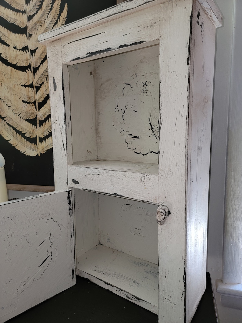 Handmade Farmhouse Hanging Cabinet: Solid Wood, Distressed Finish image 7