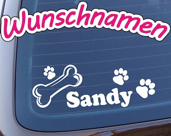 Bone Paws Dog Sticker with Desired Name - Vinyl Paws Dog Paws Sticker | Dog Decal Sticker Paw Dachshund Pug Labrador Collie..