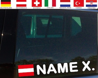 Name stickers - country stickers with flag & names for the car - Motorsport Car Tuning Sticker Custom Text with Flag