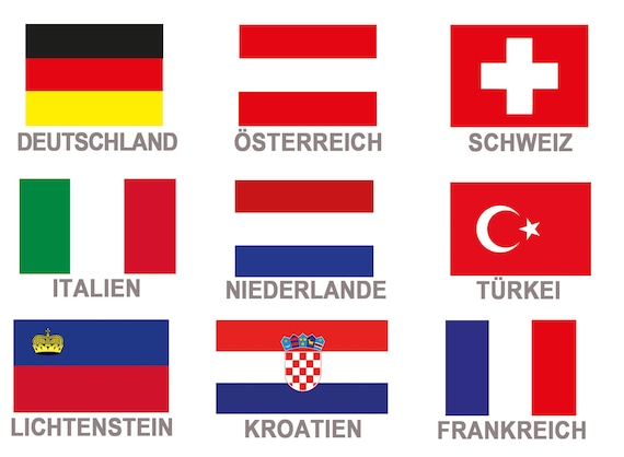 Länder Flaggen Namenaufkleber & Aufkleber mit Flagge & Namen fürs