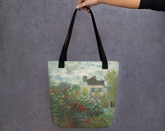 The Artist's Garden in Argenteuil (A Corner of the Garden with Dahlias) by Claude Monet, Tote bag